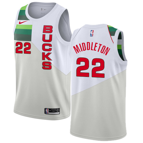 Bucks #22 Khris Middleton White Basketball Swingman Earned Edition Jersey