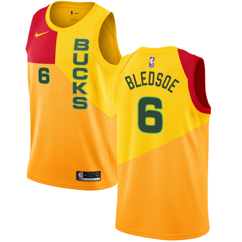 Bucks #6 Eric Bledsoe Yellow Basketball Swingman City Edition 2018/19 Jersey