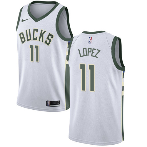 Bucks #11 Brook Lopez White Basketball Swingman Association Edition Jersey