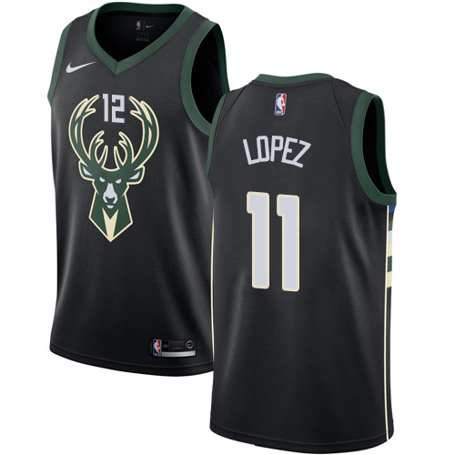 Bucks #11 Brook Lopez Black Basketball Swingman Statement Edition Jersey