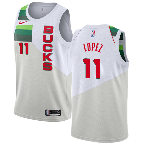 Bucks #11 Brook Lopez White Basketball Swingman Earned Edition Jersey