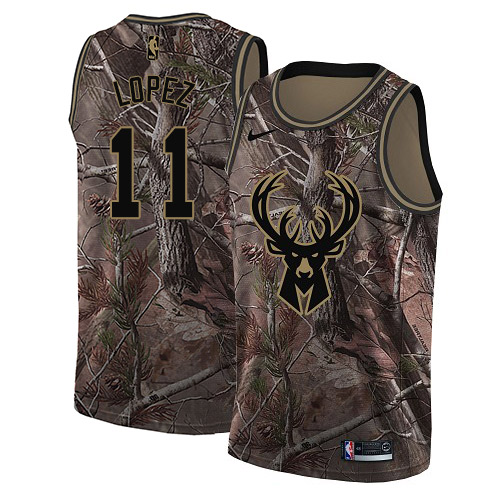 Bucks #11 Brook Lopez Camo Basketball Swingman Realtree Collection Jersey