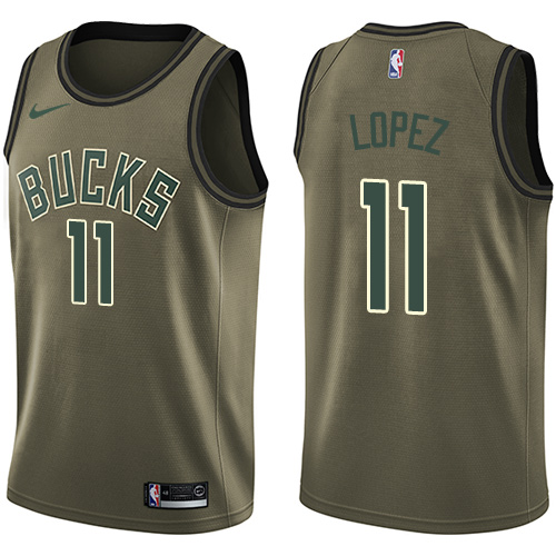 Bucks #11 Brook Lopez Green Salute to Service Basketball Swingman Jersey