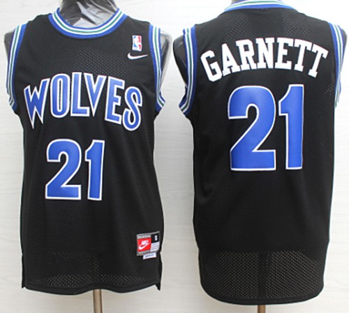 Nike Timberwolves #21 Kevin Garnett Black NBA Rookie Jersey