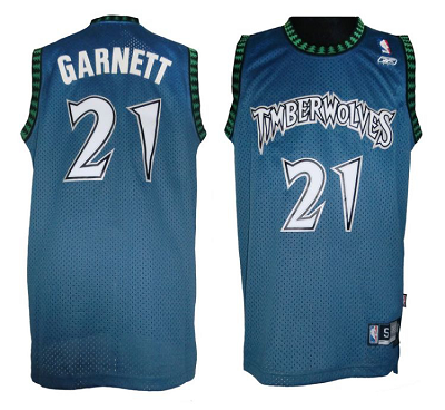 Timberwolves #21 Retro Kevin Garnett Blue Throwback Stitched NBA Jersey