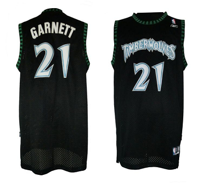 Timberwolves #21 Retro Kevin Garnett Black Throwback Stitched NBA Jersey