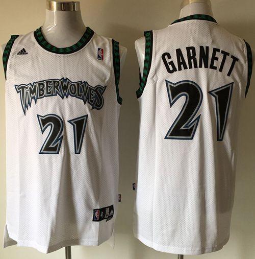 Timberwolves #21 Retro Kevin Garnett White Stitched NBA Jersey