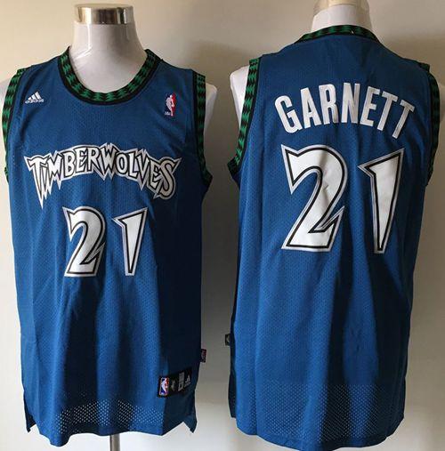 Timberwolves #21 Retro Kevin Garnett Blue Stitched NBA Jersey