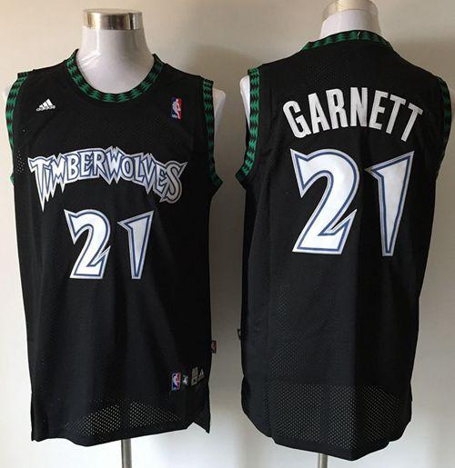 Timberwolves #21 Retro Kevin Garnett Black Stitched NBA Jersey