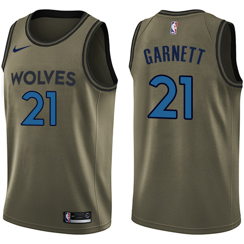 Nike Timberwolves #21 Kevin Garnett Green Salute to Service NBA Swingman Jersey