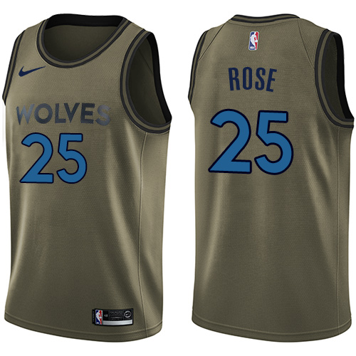 Nike Timberwolves #25 Derrick Rose Green Salute to Service NBA Swingman Jersey