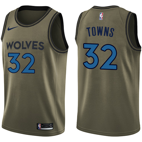 Nike Timberwolves #32 Karl-Anthony Towns Green Salute to Service NBA Swingman Jersey