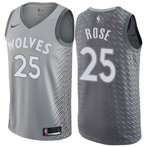 Nike Timberwolves #25 Derrick Rose Silver NBA Swingman City Edition Jersey