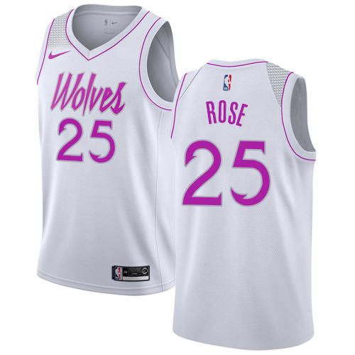 Timberwolves #25 Derrick Rose White Basketball Swingman Earned Edition Jersey