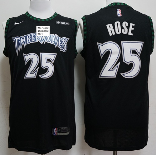 Timberwolves #25 Derrick Rose Black Basketball Swingman Hardwood Classics Jersey