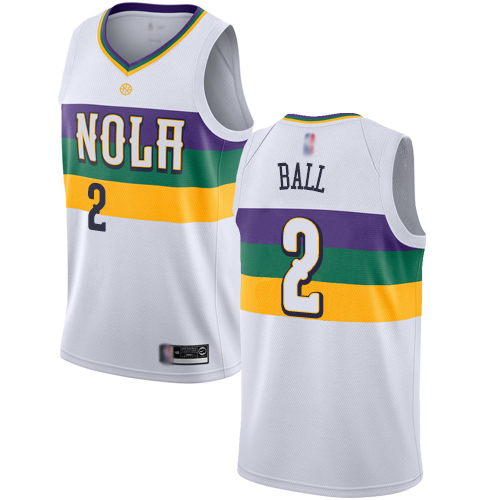 Pelicans #2 Lonzo Ball White Basketball Swingman City Edition 2018/19 Jersey