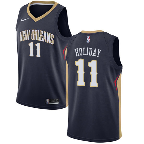 Nike Pelicans #11 Jrue Holiday Navy NBA Swingman Icon Edition Jersey - Click Image to Close