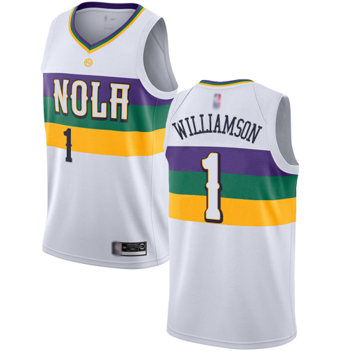 Pelicans #1 Zion Williamson White Basketball Swingman City Edition 2018/19 Jersey