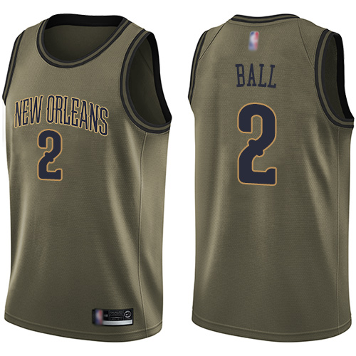 Pelicans #2 Lonzo Ball Green Basketball Swingman Salute to Service Jersey