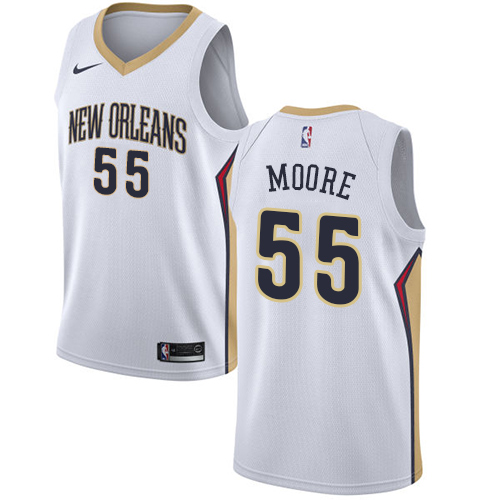 Pelicans #55 E'Twaun Moore White Basketball Swingman Association Edition Jersey