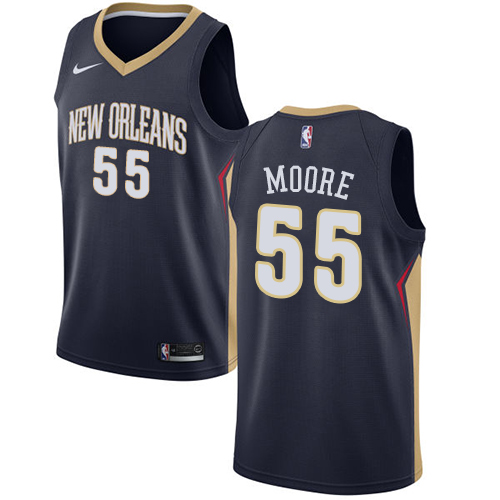 Pelicans #55 E'Twaun Moore Navy Basketball Swingman Icon Edition Jersey