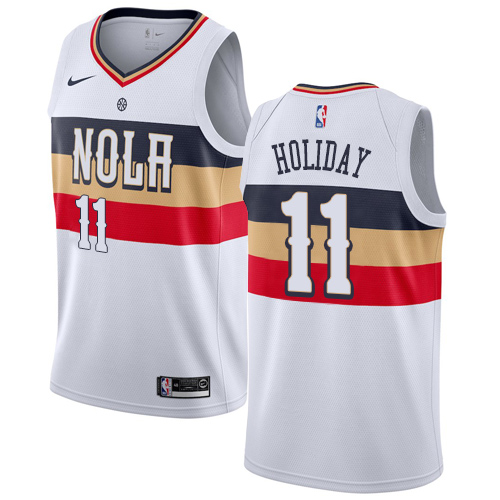 Pelicans #11 Jrue Holiday White Basketball Swingman Earned Edition Jersey