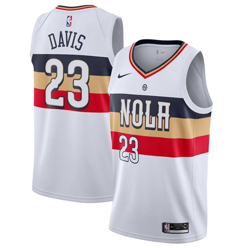 Pelicans #23 Anthony Davis White Basketball Swingman Earned Edition Jersey