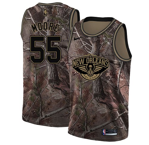 Pelicans #55 E'Twaun Moore Camo Basketball Swingman Realtree Collection Jersey