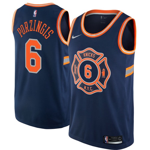 Nike Knicks #6 Kristaps Porzingis Navy NBA Swingman City Edition Jersey