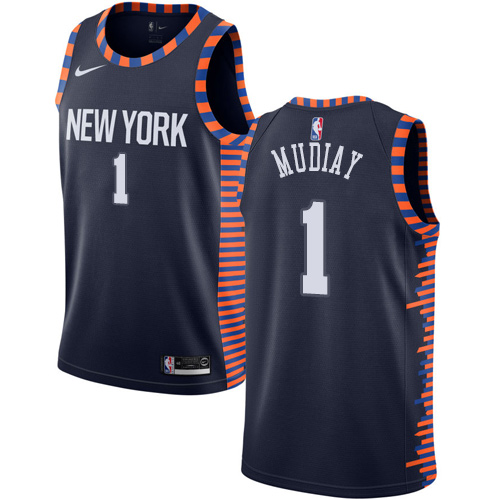 Knicks #1 Emmanuel Mudiay Navy Basketball Swingman City Edition 2018/19 Jersey