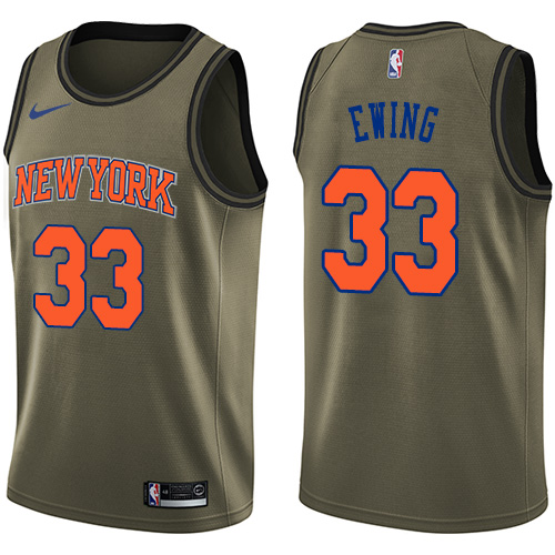 Nike Knicks #33 Patrick Ewing Green Salute to Service NBA Swingman Jersey