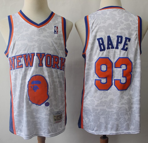 A Bathing Ape Knicks #93 Bape White Stitched Basketball Jersey