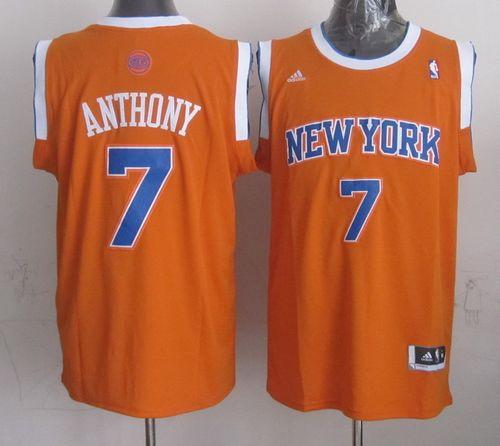 Revolution 30 Knicks #7 Carmelo Anthony New Orange Alternate Stitched NBA Jersey - Click Image to Close