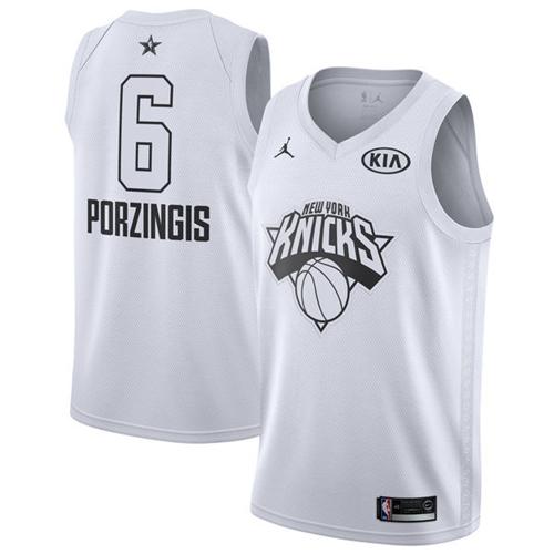 Nike Knicks #6 Kristaps Porzingis White NBA Jordan Swingman 2018 All-Star Game Jersey