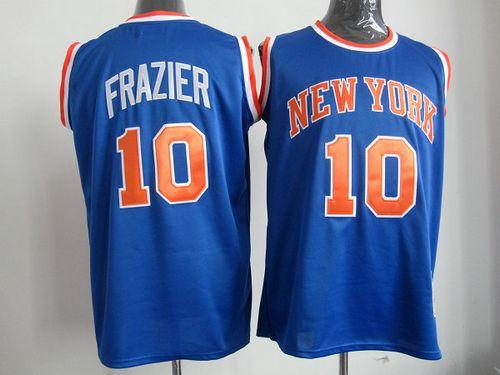 Mitchell And Ness Knicks #10 Walt Frazier Blue Throwback Stitched NBA Jersey - Click Image to Close