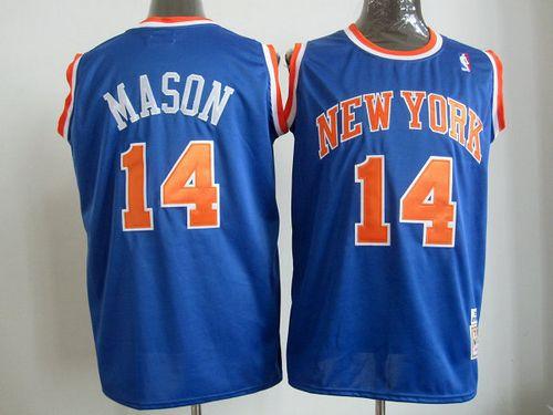 Mitchell And Ness Knicks #14 Anthony Mason Blue Throwback Stitched NBA Jersey