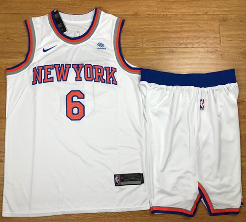 Nike Knicks #6 Kristaps Porzingis White A Set NBA Swingman Association Edition Jersey