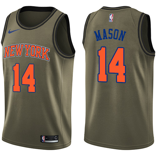 Nike Knicks #14 Anthony Mason Green Salute to Service NBA Swingman Jersey - Click Image to Close