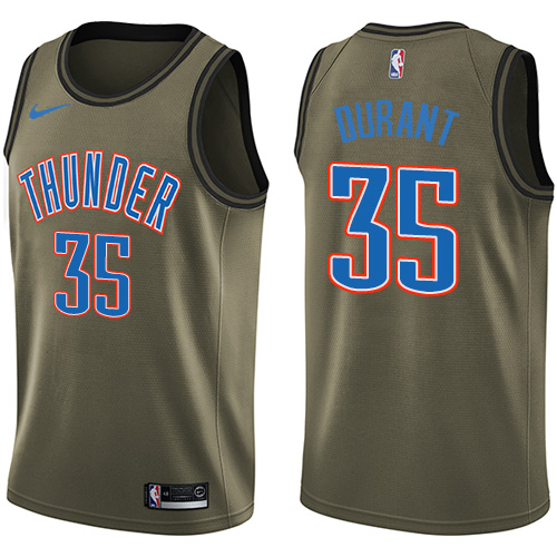 Nike Thunder #35 Kevin Durant Green Salute to Service NBA Swingman Jersey