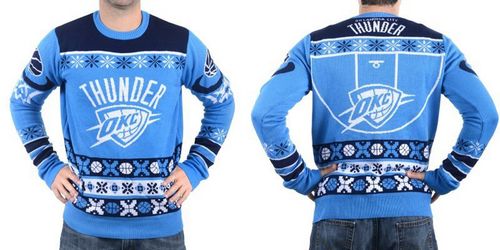 Oklahoma City Thunder Men's NBA Ugly Sweater - Click Image to Close