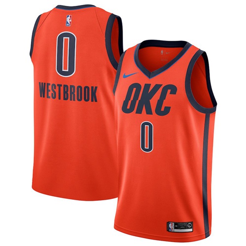 Thunder #0 Russell Westbrook Orange Basketball Swingman Earned Edition Jersey