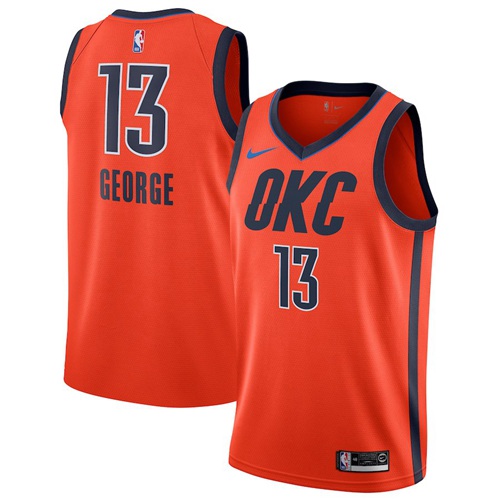 Thunder #13 Paul George Orange Basketball Swingman Earned Edition Jersey