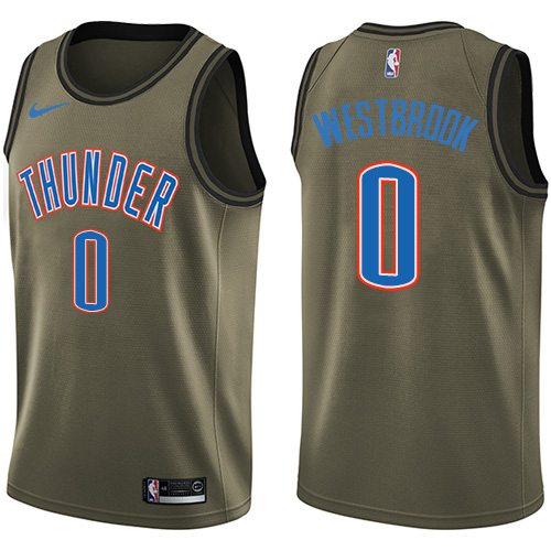 Nike Thunder #0 Russell Westbrook Green Salute to Service NBA Swingman Jersey