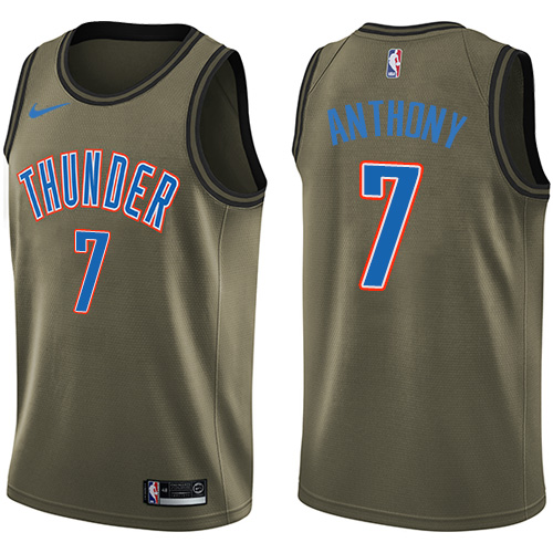 Nike Thunder #7 Carmelo Anthony Green Salute to Service NBA Swingman Jersey