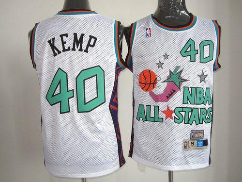 Thunder #40 Shawn Kemp White SuperSonics 1995 All-Star Stitched NBA Jersey