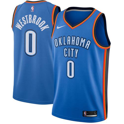 Nike Thunder #0 Russell Westbrook Blue NBA Swingman Icon Edition Jersey