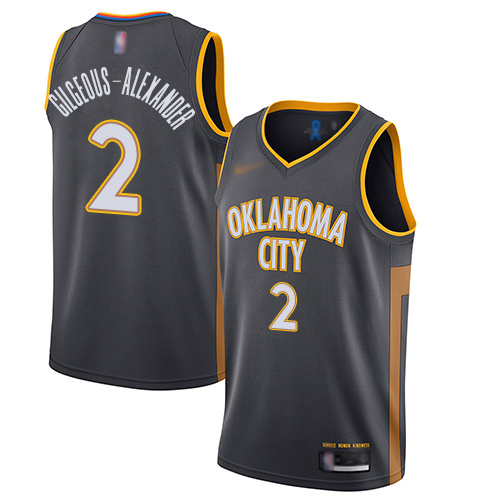 Thunder #2 Shai Gilgeous-Alexander Charcoal Basketball Swingman City Edition 2019/20 Jersey