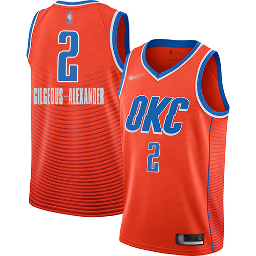 Thunder #2 Shai Gilgeous-Alexander Orange Basketball Swingman Statement Edition 2019/2020 Jersey