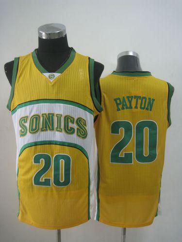 Thunder #20 Gary Payton Yellow SuperSonics Throwback Stitched NBA Jersey