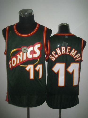 Thunder #11 Detlef Schrempf Green SuperSonics Throwback Stitched NBA Jersey